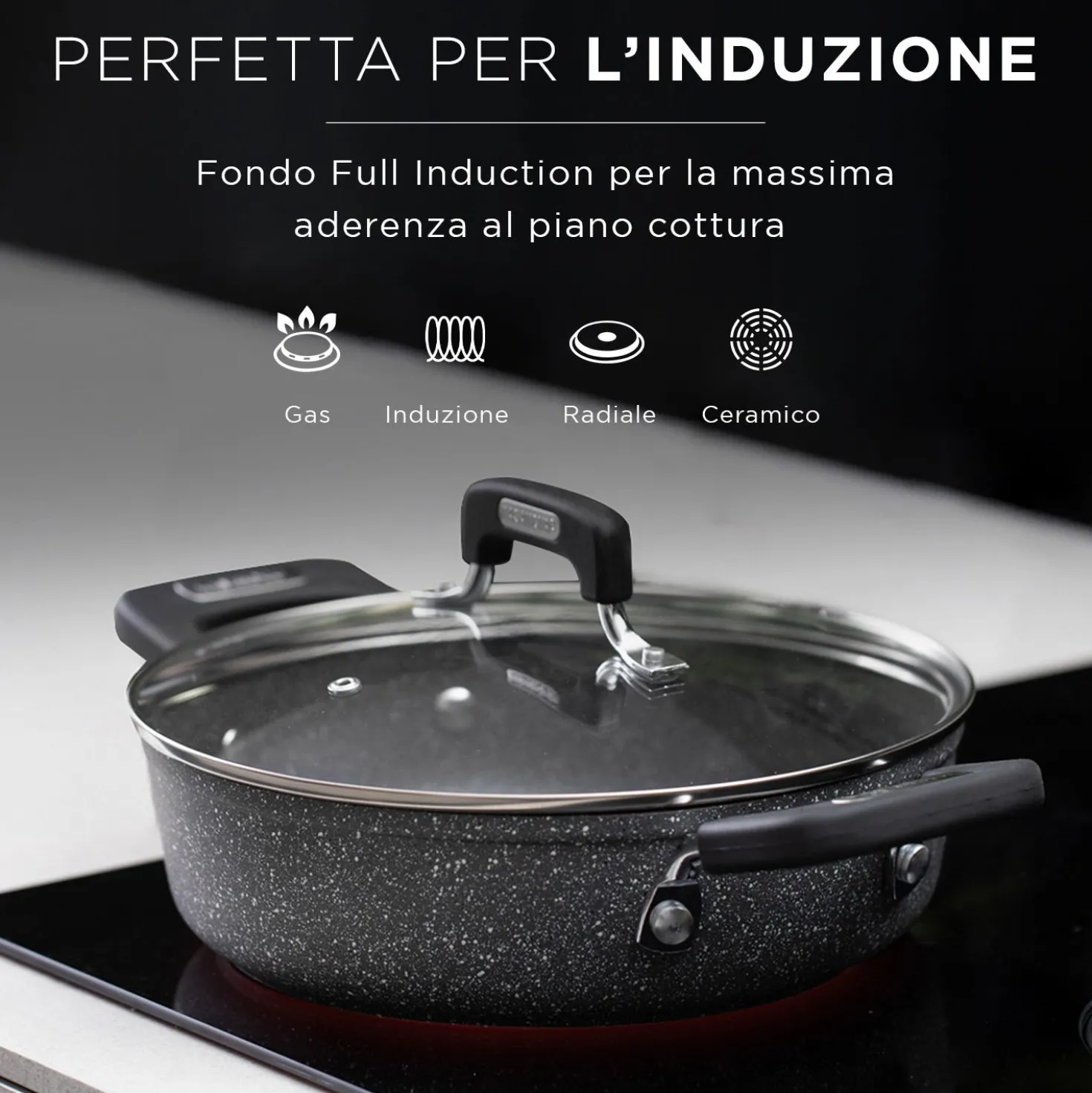 Batteria pentole induzione 5 pezzi New Petra Dark