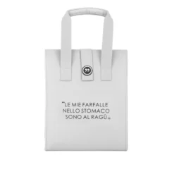 Borsa porta pranzo termica 12 L grigo chiaro con scritta