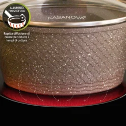 Casseruola 18 cm antiaderente 0 grassi con coperchio