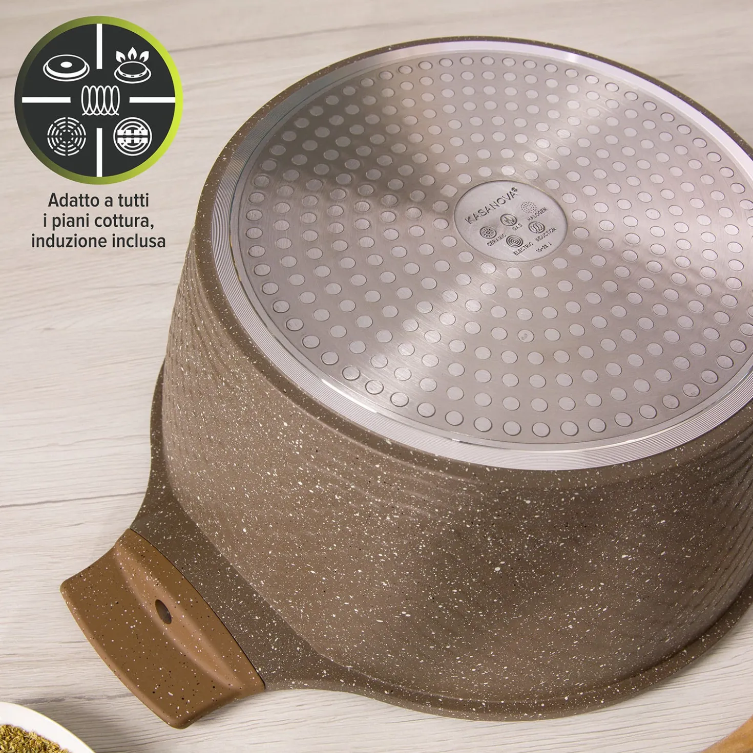 Casseruola 32 cm antiaderente 0 grassi con coperchio