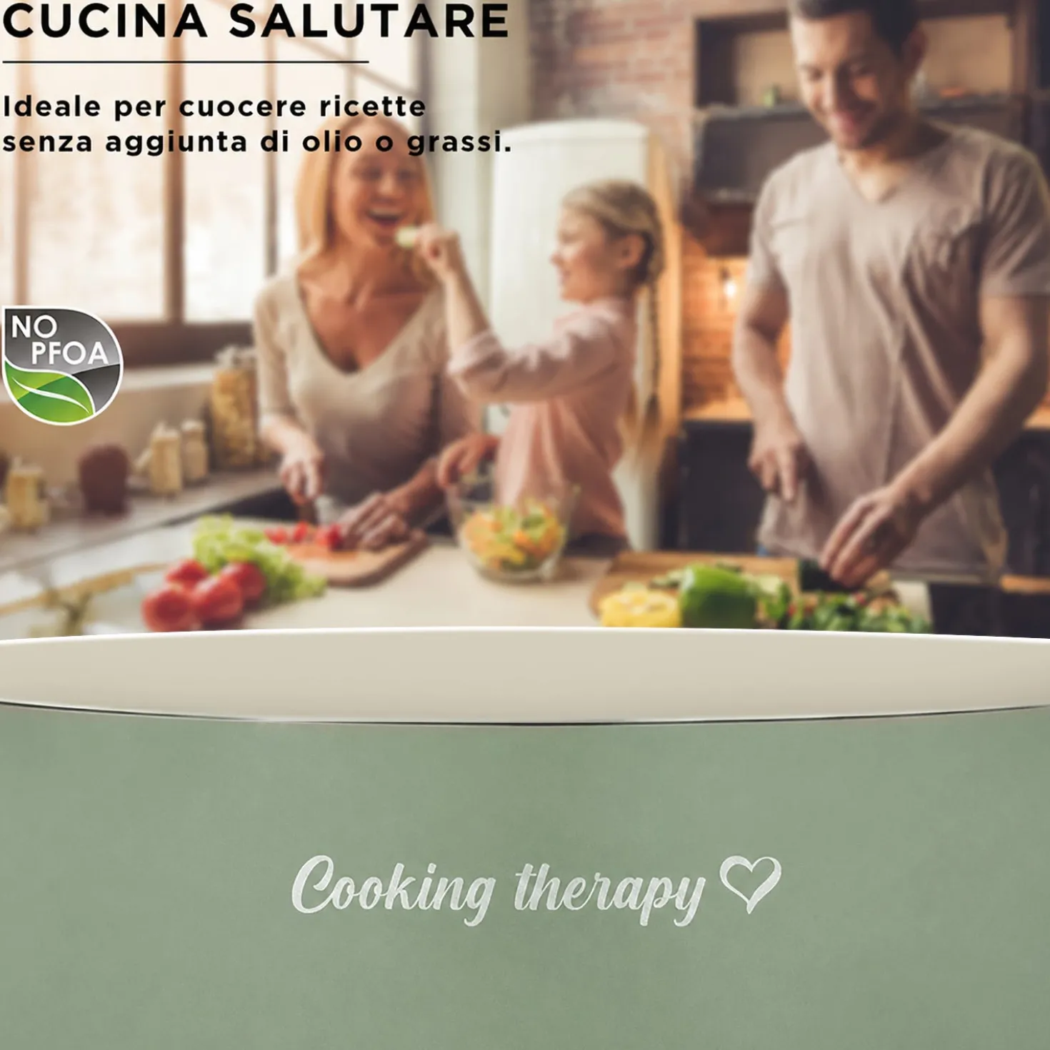 Casseruola 20 cm avocado Cooking Therapy con coperchio