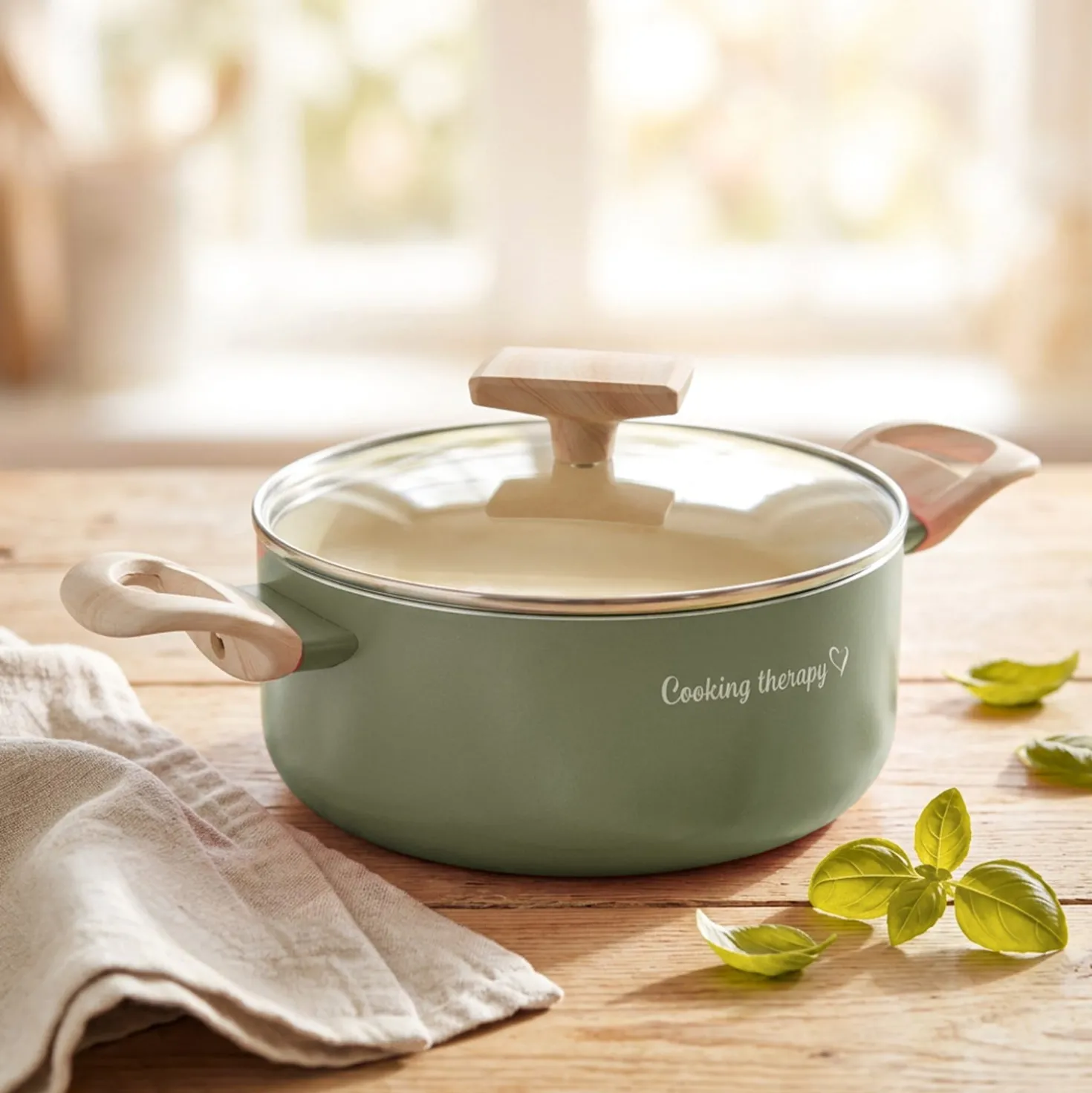 Casseruola 20 cm avocado Cooking Therapy con coperchio