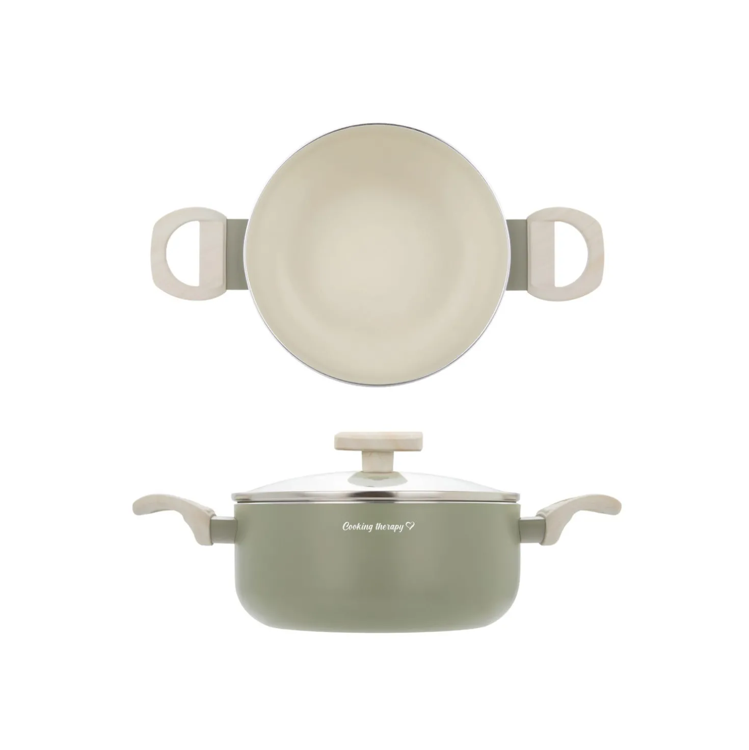 Casseruola 20 cm avocado Cooking Therapy con coperchio