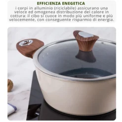Casseruola 20 cm crema Kolors un manico con coperchio