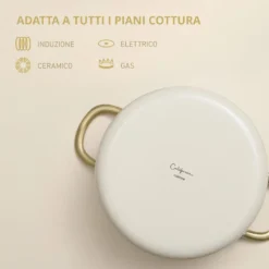 Casseruola 24 cm in acciaio bianco oro California con coperchio