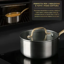 Casseruola 16 cm triplo strato Tri Ply - Gold con coperchio