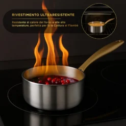 Casseruola 18 cm triplo strato Tri Ply - Gold con coperchio