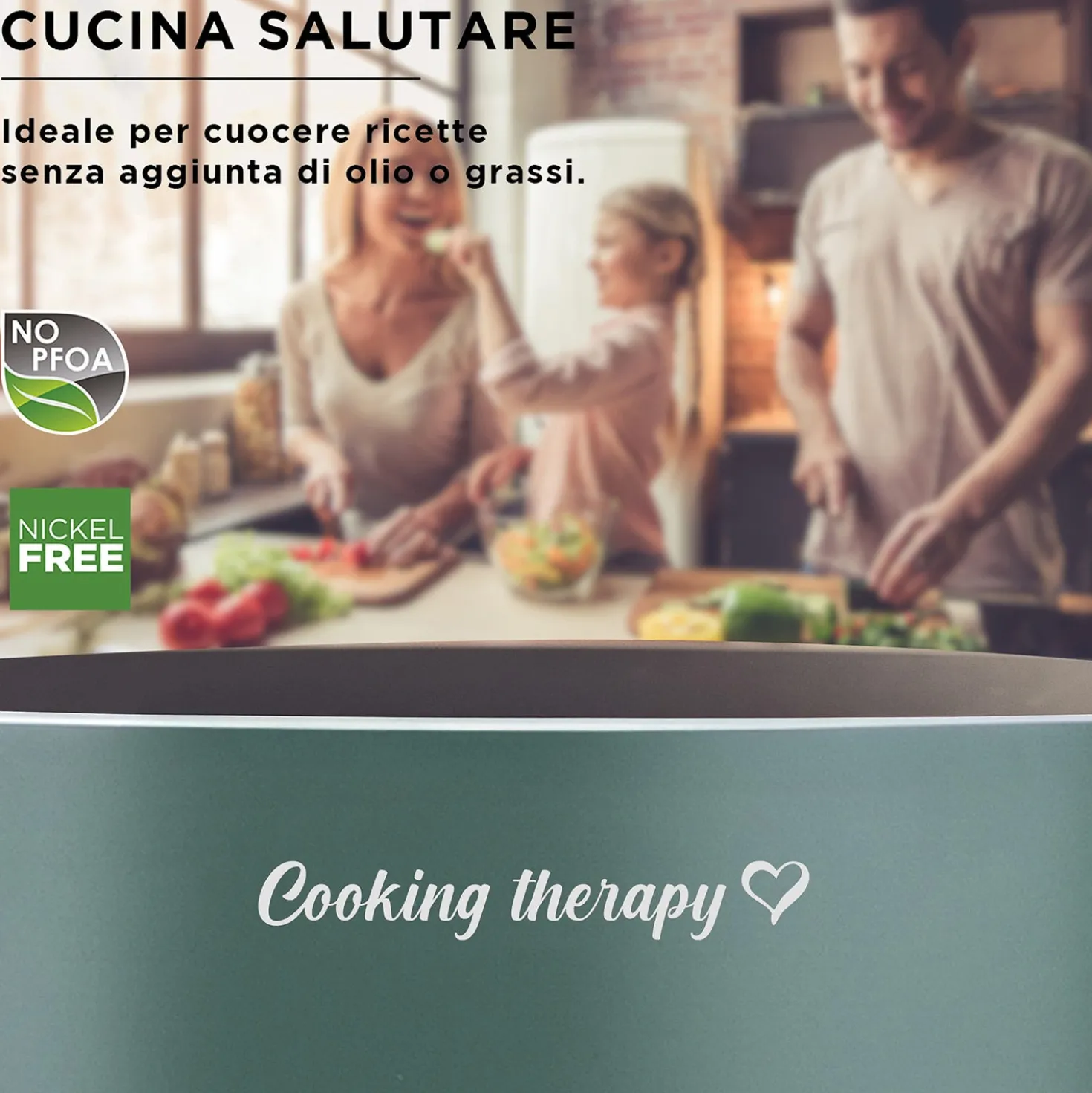 Casseruola 16 cm verde Cooking Therapy con coperchio