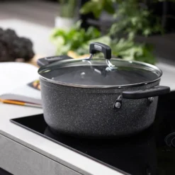 Casseruola New Petra Dark da 28 cm, con coperchio