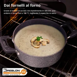 Casseruola New Petra Dark da 28 cm, con coperchio