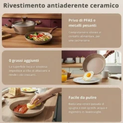 Casseruola un manico 16 cm coperchio taupe New Ceramic