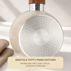 Casseruola un manico 16 cm coperchio taupe New Ceramic