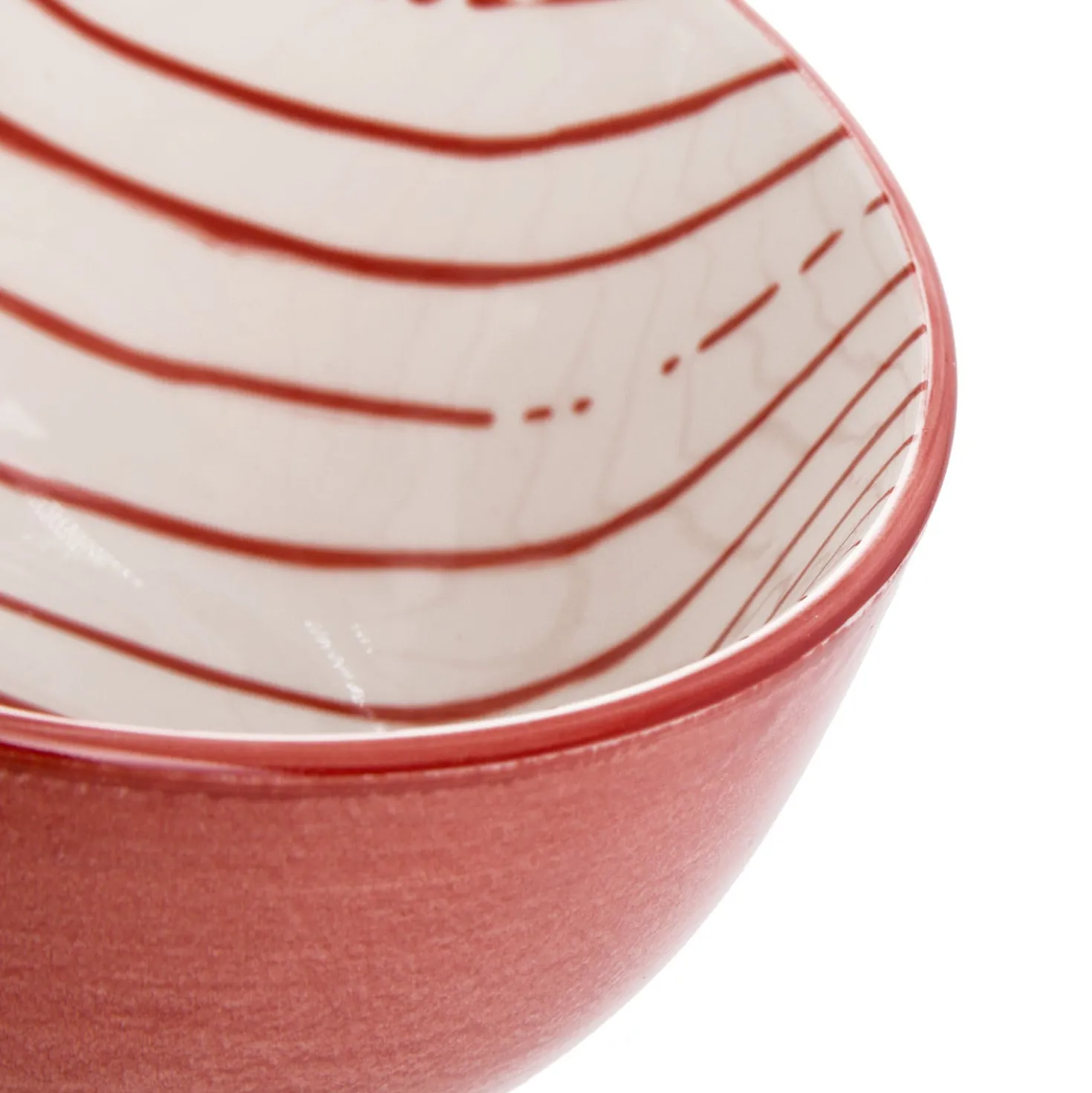 Ciotola bianco righe rosso porcellana Mix e Match
