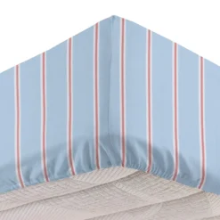 Completo letto 1 piazza e mezza righe azzurro