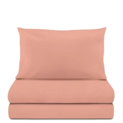 Completo letto 1 piazza e mezza cotone tinta unita corallo