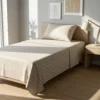 Completo letto 1 piazza e mezza policotone righe sabbia