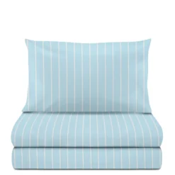 Completo letto singolo policotone righe azzurro