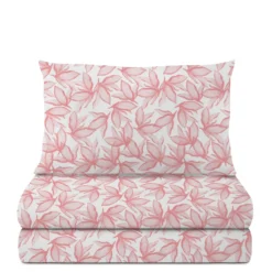 Completo letto singolo policotone foglie rosa