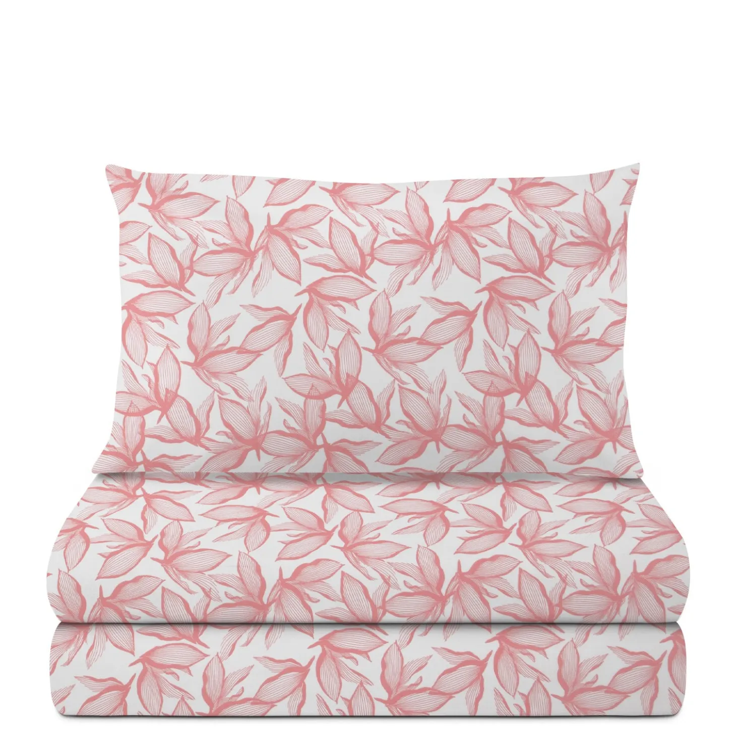 Completo letto singolo policotone foglie rosa