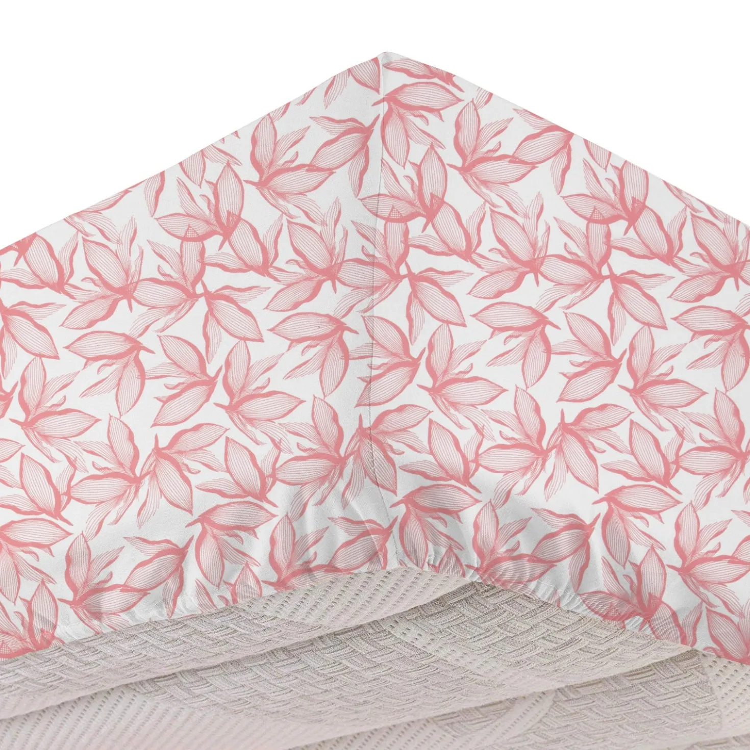Completo letto singolo policotone foglie rosa