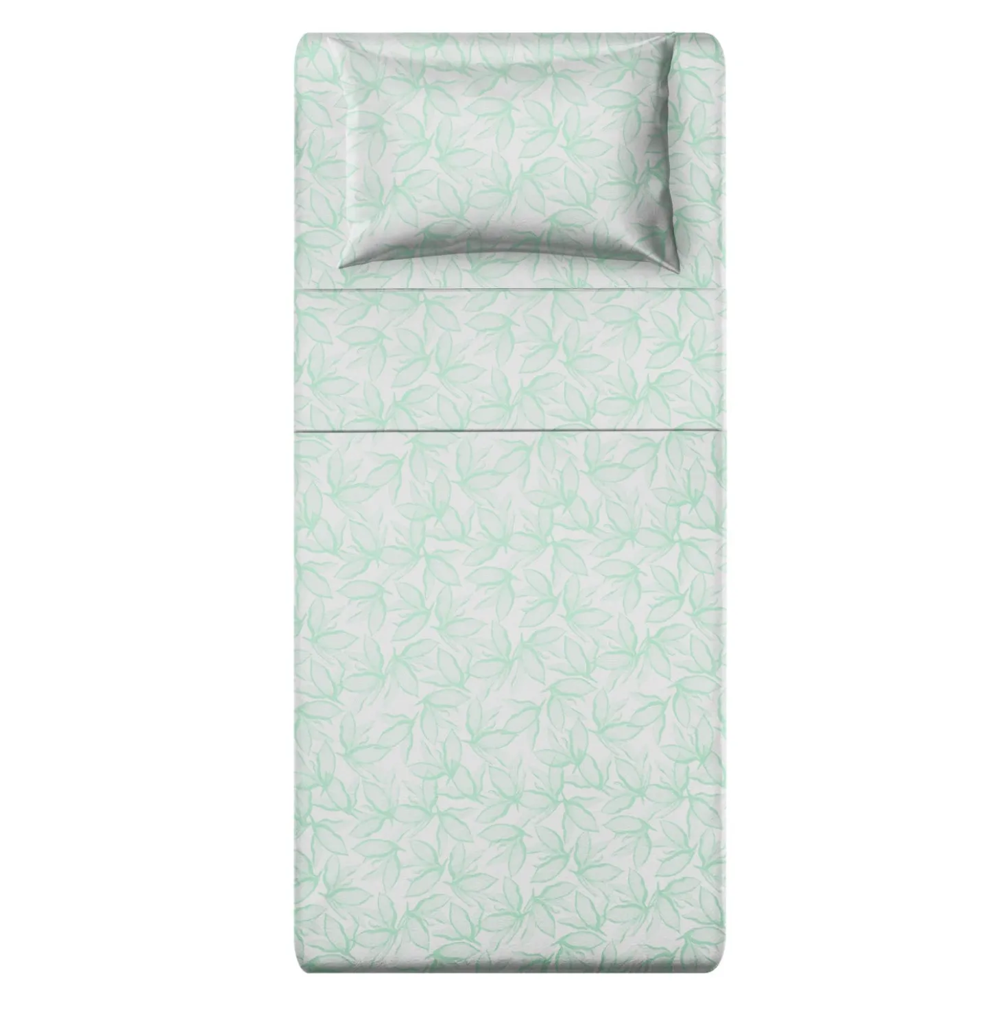 Completo letto singolo policotone foglie verde
