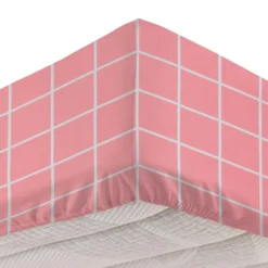 Completo letto singolo policotone quadrotti rosa