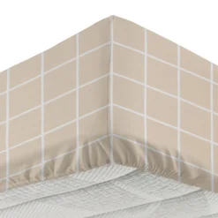 Completo letto singolo policotone quadrotti sabbia