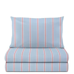Completo letto singolo righe azzurro