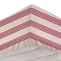 Completo letto singolo righe bordeaux cotone