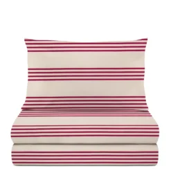 Completo letto singolo righe bordeaux cotone