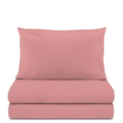 Completo letto singolo tinta unita corallo