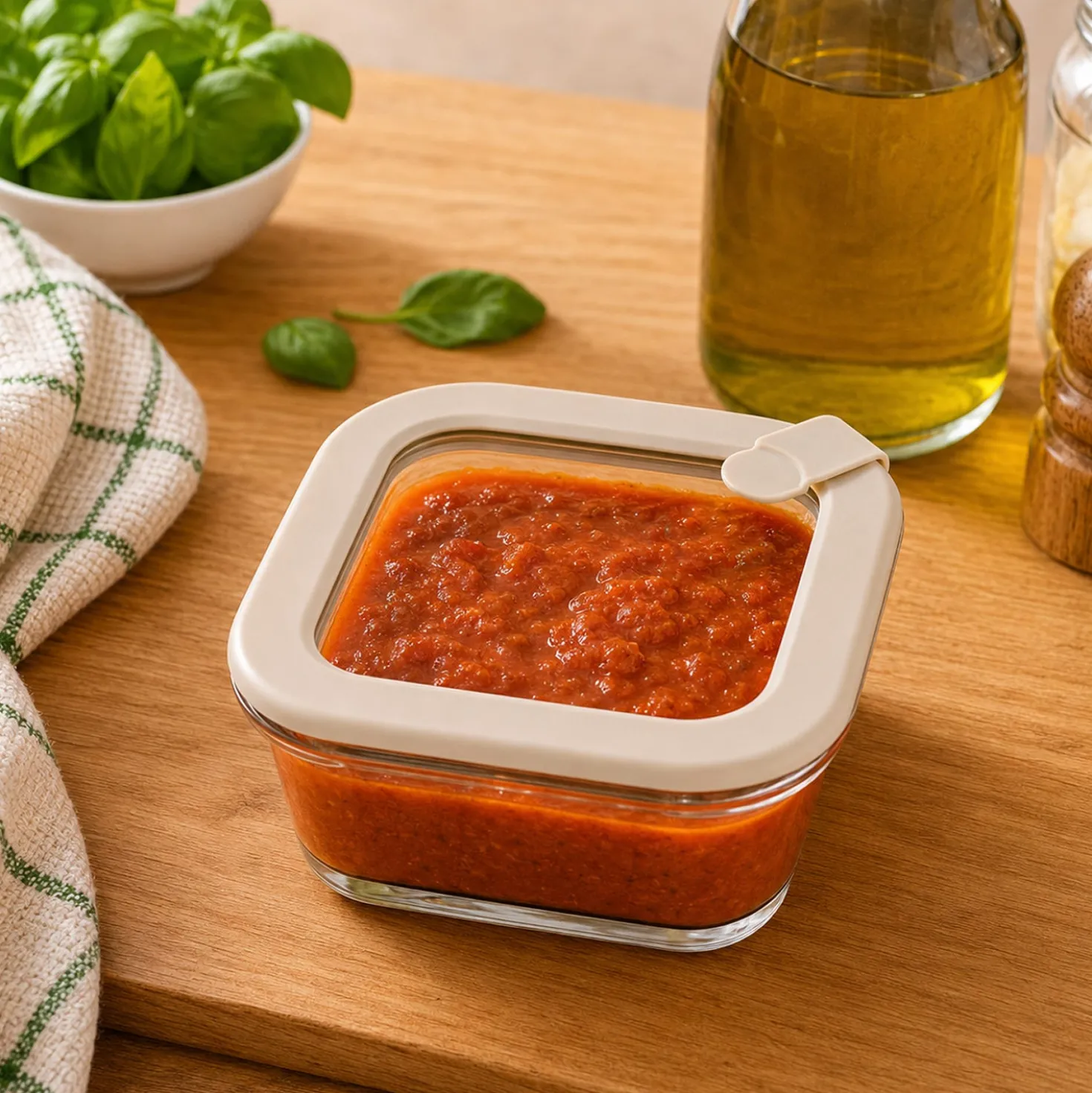 Contenitore alimentare quadrato vetro 500 ml Sileat