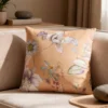 Cuscino divano velluto 50x50 cm ocra fiori