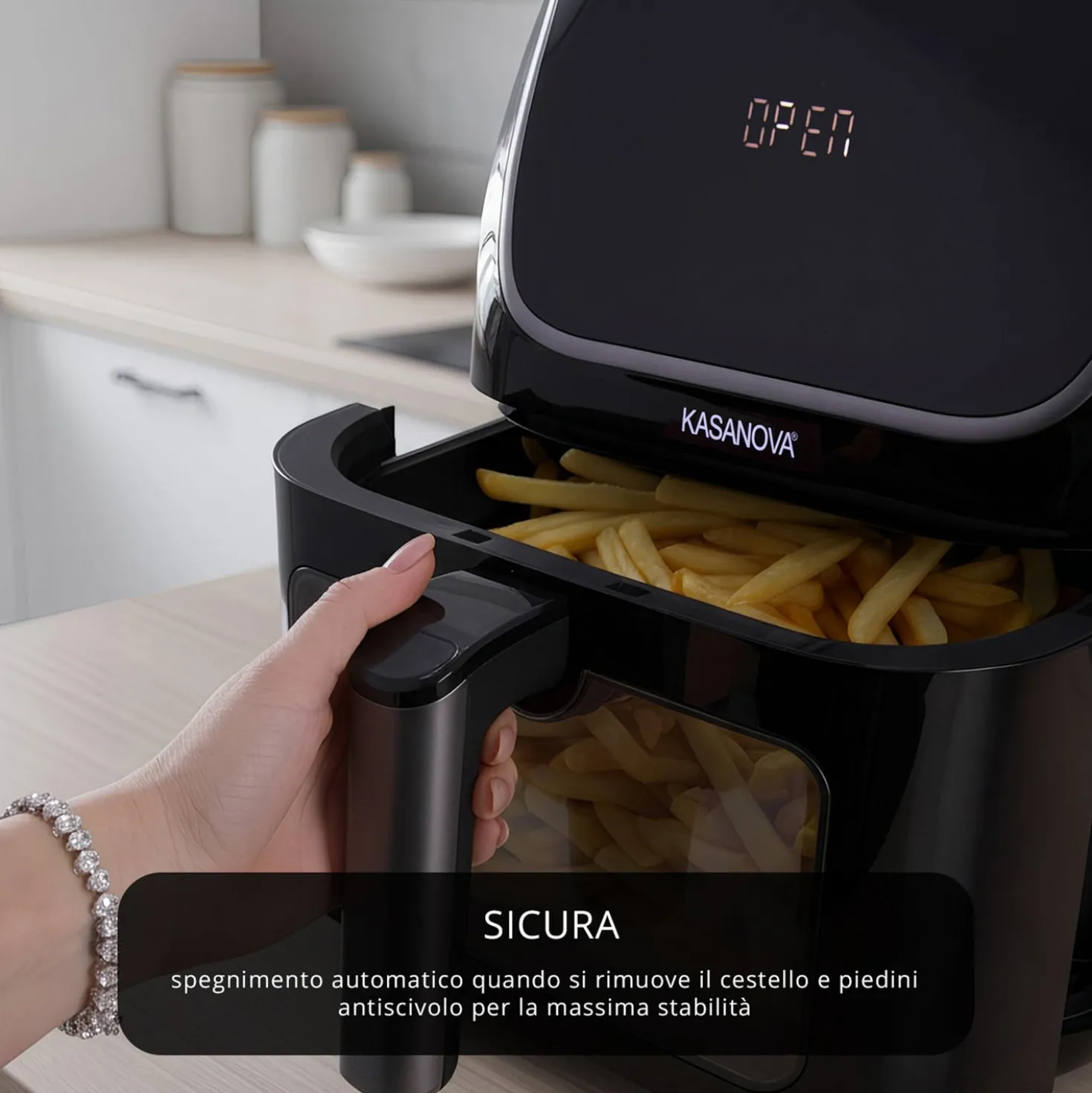 Friggitrice ad aria digitale 7L 1450 W nera