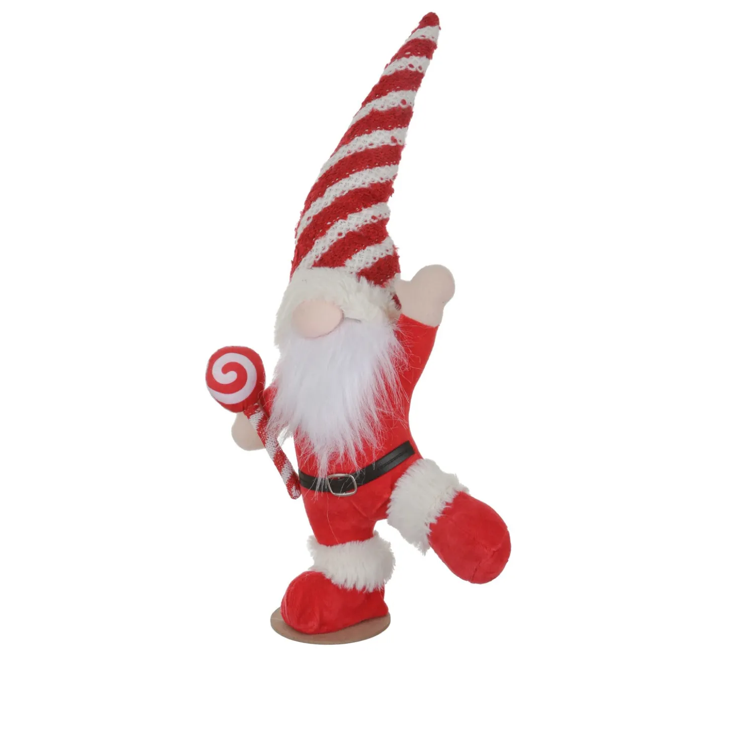 Gnomo Natale piede alzato 45 cm cappello rosso righe
