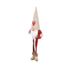 Gnomo natalizio 55 cm gambe molli con cappello in velluto e renna