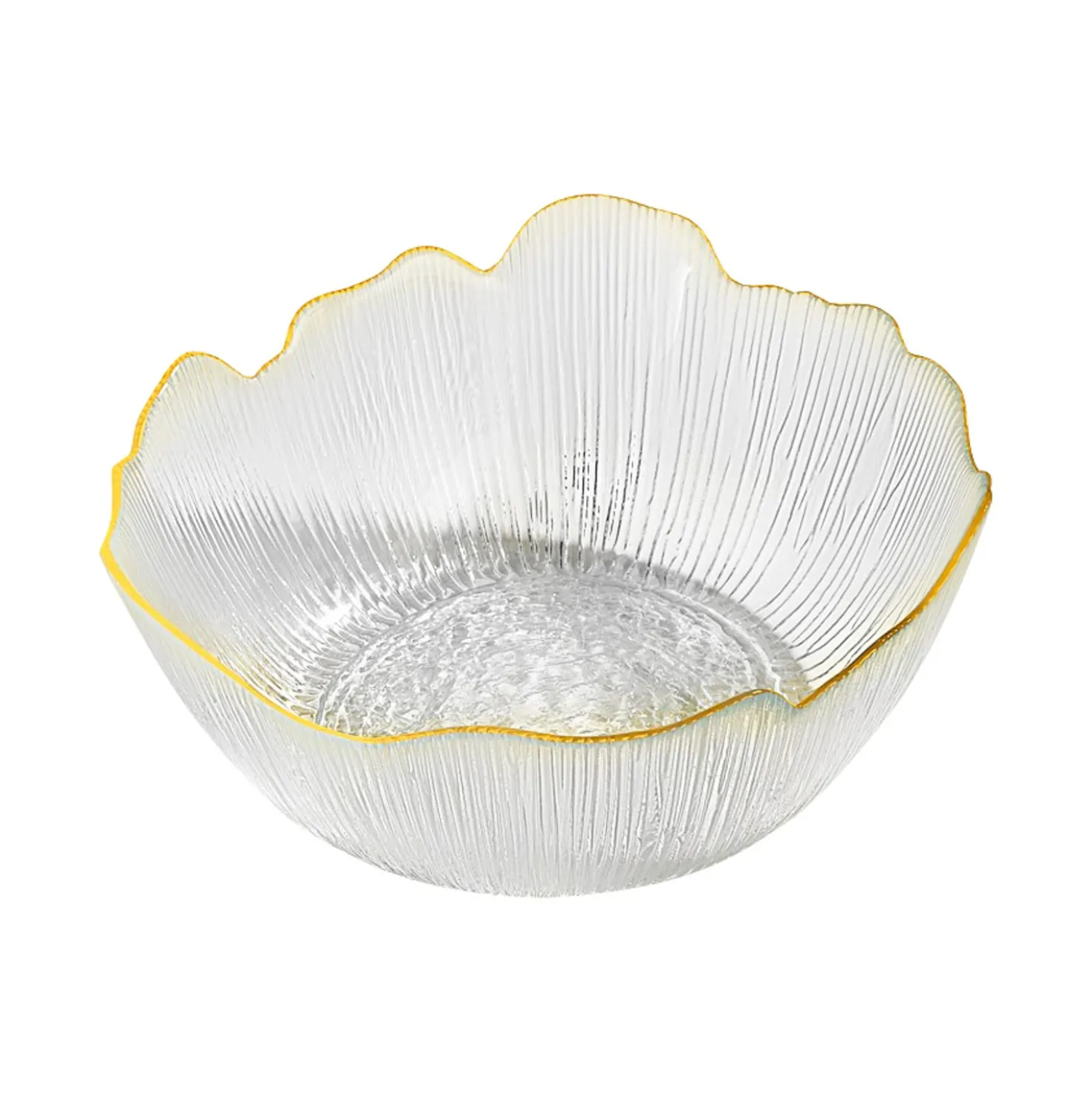 Insalatiera in vetro lavorato 21 cm bordo oro