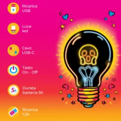 Lampadina faccina LED decorativa e ricaricabile