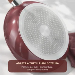 Padella 28 cm in ceramica burgundy New Ceramic