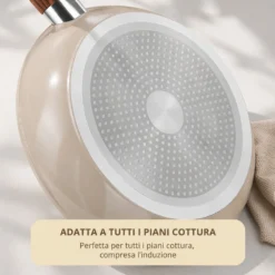 Padella 28 cm in ceramica taupe New Ceramic