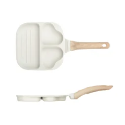 Padella 2 scomparti cuore e grill Mini Mania crema