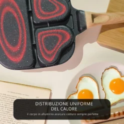 Padella 2 scomparti cuore e grill Mini Mania grigia