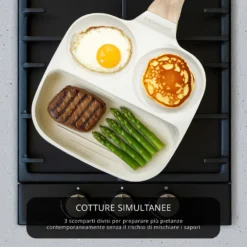 Padella 2 scomparti tondi e grill Mini Mania crema