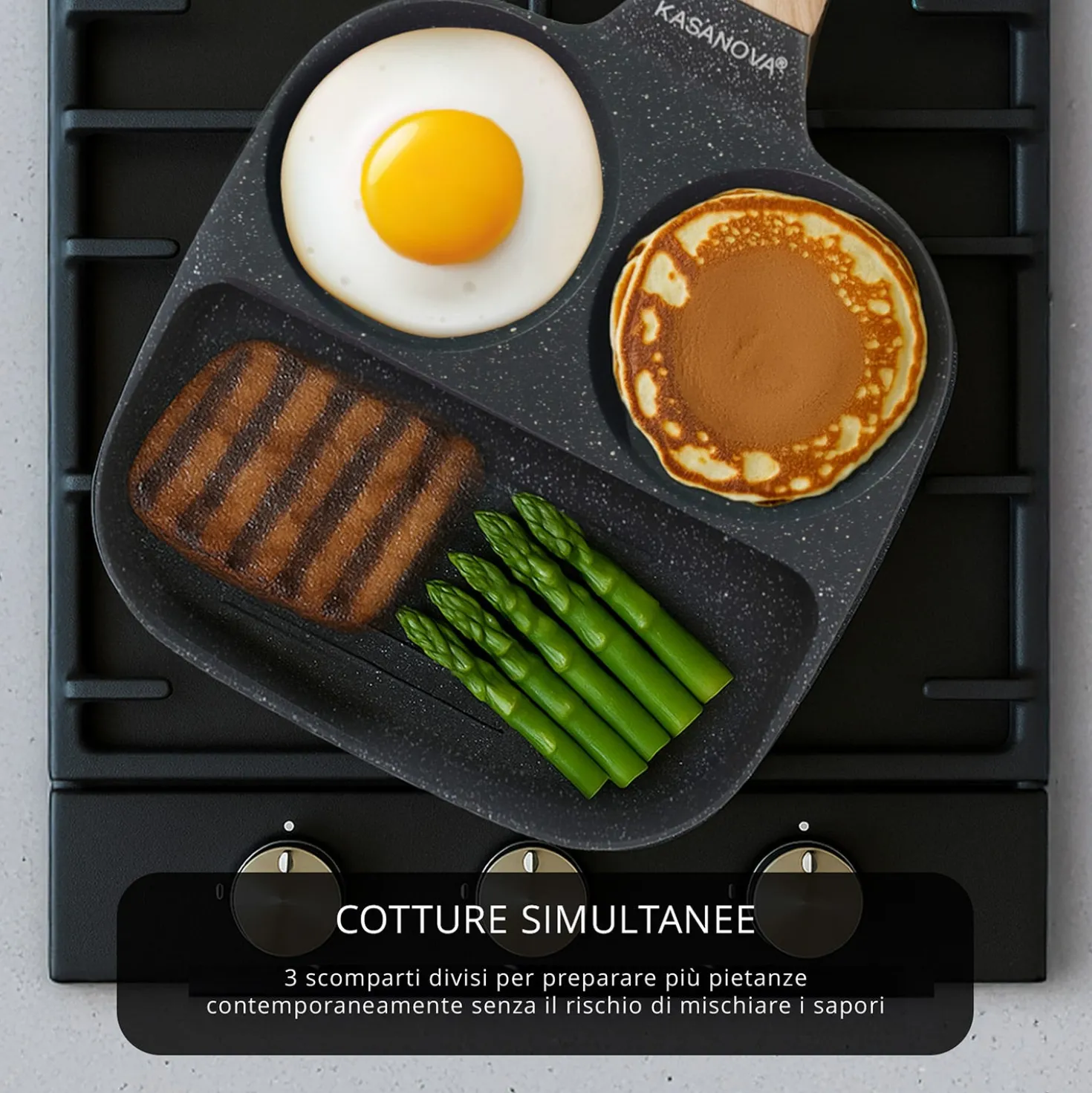 Padella 2 scomparti tondi e grill Mini Mania grigio