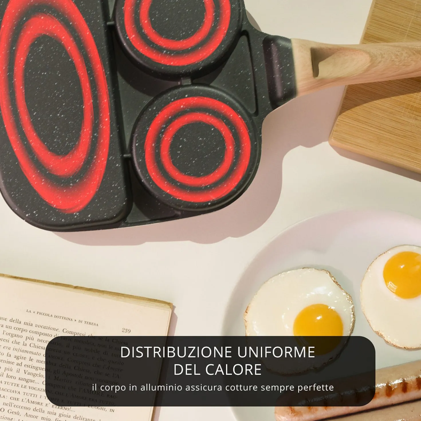 Padella 2 scomparti tondi e grill Mini Mania grigio