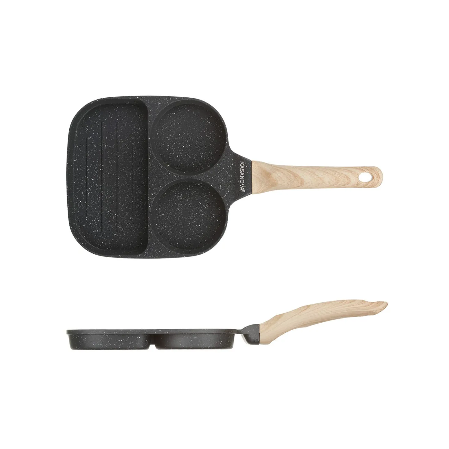 Padella 2 scomparti tondi e grill Mini Mania grigio