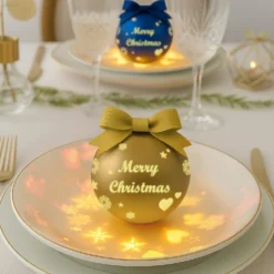 Pallina di Natale led Merry Christmas bronzo