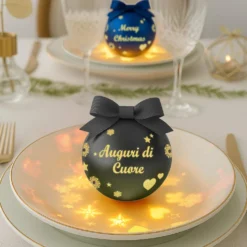 Pallina Natale led Auguri di cuore nero