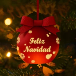 Pallina Natale led Feliz Navidad rosso