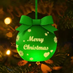 Pallina Natale led Merry Christmas verde chiaro